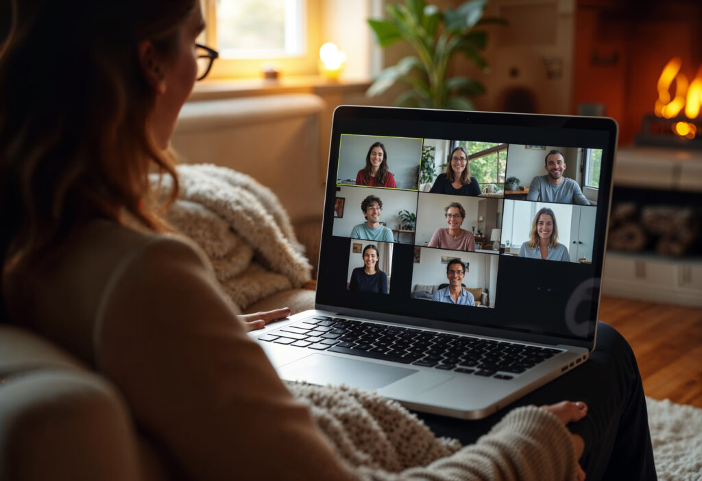 Leader speaking to remote team on GMeet